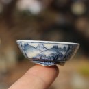 일본화분 (蘭/마유 靑畵 山水圖/청화 산수도 콩/豆분) 이미지