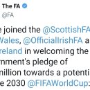 영국-아일랜드, 2030년 월드컵 유치 희망 이미지