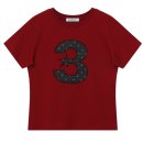 바우프 3 로고 도트 세미크롭 반팔 티셔츠 레드 이미지