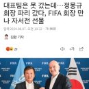 대표팀은 못 갔는데…정몽규 회장 파리 갔다, FIFA 회장 만나 자서전 선물 이미지