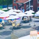 도서관 마당에서 가을 숲 캠핑 이미지