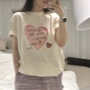 [ADSB 앤더슨벨]UNISEX HEART MESSAGE T-SHIRT atb1251u(ECRU)하트 메세지 티셔츠 xs 사이즈 솔직후기...