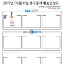 2017년 6월 11일 (일요일) 축구중계 방송편성표 이미지