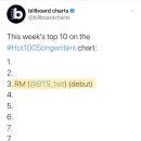 달려라아미 남준 & 윤기 Billboard Hot100 Songwriters 데뷔 이미지