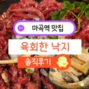 데이트 모임하기 좋은 마곡 맛집 술집 육회한낙지 육회낙지전복탕탕이 감자채전 후기 주차