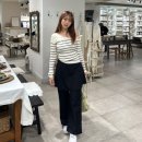 꾸안꾸 데일리룩 완성! 더 그린 랩 랩스커트 슬랙스 &amp; 스트라이프 니트 코디 추천/웨이브 체형 보완