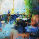 풍경을 그리는 유화 이미지