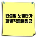 건설업 개별 직종별 노임단가: 2025년 상반기 적용 일평균 임금 이미지