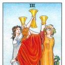 Three of cups(쓰리오브컵스) | [유니버셜 웨이트 타로] 마이너 카드, 컵 3번 '쓰리 오브 컵스(Three of Cups)