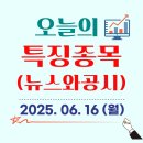 2025.06.16 (월) - 오늘의 특징종목(뉴스&amp;공시)