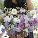 보라안경원 | 춘천 전시회 꽃선물, 보라계열 축하 꽃바구니 배달 후기 | 하이꽃집