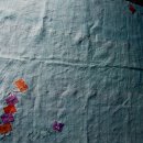 천연 염색 복합염 - 꽃수 삼베이불 이미지