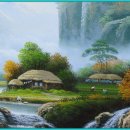 평화로운 농촌 풍경화 감상 이미지