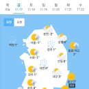 오늘의 날씨 🌞☔️☃️. 2023년 11월 17일 금요일 이미지