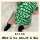 원단 좋은 쁘띠바또 바디수트 사이즈 비교 (6m, 12m)