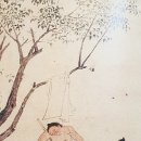 [옛 그림속 우리 나무] 조영석 ＜수공선차도(手工旋車圖)＞ 속 서어나무 이미지