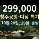 [초특가299'000원 청주공항 출발 베트남 다낭 ][2024년 10월 28일 ~11월 1일] 3박5일 안내 이미지