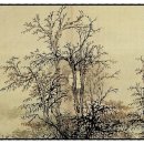 [옛 그림속 우리나무] 김홍도 ＜소림명월도(疏林明月圖)＞ 속 상수리나무 이미지