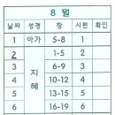 8월 성경읽기 표입니다(안창호신부) 이미지