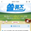 11월 16일 신한 쏠 야구상식 쏠퀴즈 정답 이미지