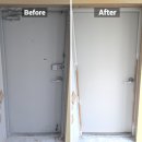 영림철거 | 독산 중앙하이츠빌아파트 현관문 문틀 인테리어필름 시공 영림 PS170 한솔 샌드그레이 리폼 후기