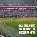 <인천SSG랜더스필드>1루 내야필드석 102블록 G열 1번, 2번, 3번 직관 후기
