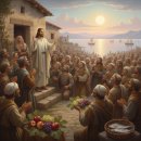 호숫가의아침 이미지