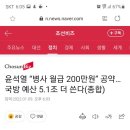 윤석열 “병사 월급 200만원” 공약…국방 예산 5.1조 더 쓴다(종합) 이미지