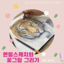 연필스케치와 꽃그림 이미지