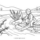 개울가에 빨래터 | 🧺 [무료도] 어르신 인지활동 색칠공부 도안 - 정겨운 '개울가 빨래터'