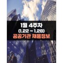[1월 4주차] 꼭 확인해야 하는 공공기관/공기업 취업정보(1.22~1.28)