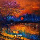 &#34;석양의 가을 강 (Autumn River at Sunset)&#34; 그림 이미지