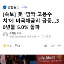 [속보] 美 '깜짝 고용수치'에 미국채금리 급등…30년물 5.0% 돌파 이미지