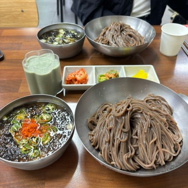 전주 맛집 메르밀진미집 본점 주차 콩국수 땡소 소바 포장