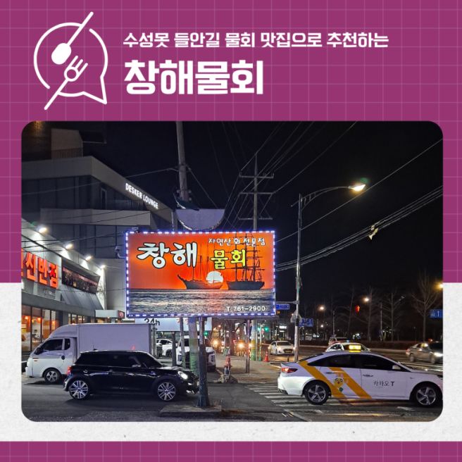 수성구 들안길 자연산 회 맛집 창해물회 물회 자연산모듬회