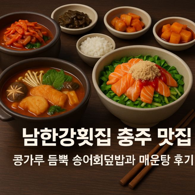 남한강횟집 충주 맛집｜콩가루 듬뿍 송어회덮밥과 매운탕 후기
