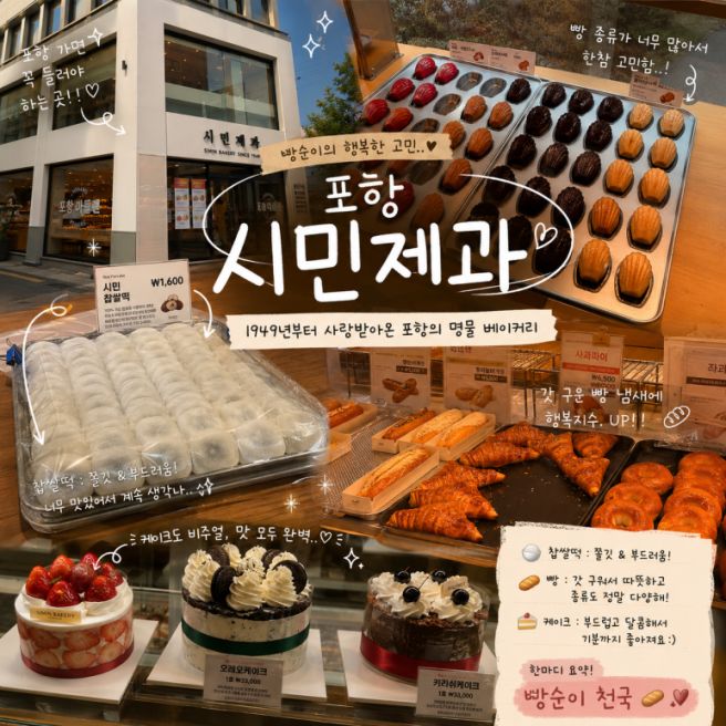 포항 여행 카페 추천! 시민제과 시민찹쌀떡 먹어본 후기✨
